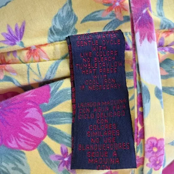 Vtg 90s Y2K RALPH Lauren Hawaiian Floral Strapless Dress Yellow Pinup Fit Med - Picture 6 of 10